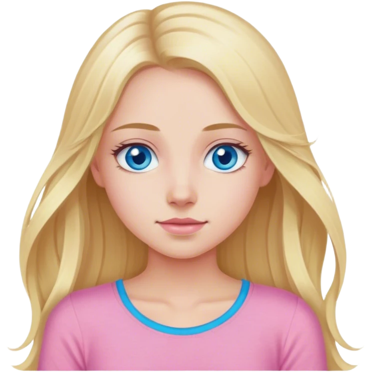 Long blonde hair, blue eyed girl in pink top emoji