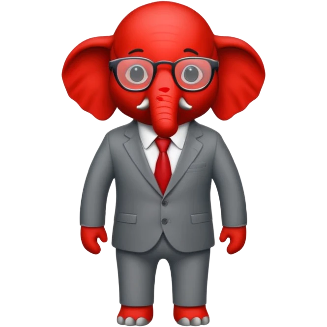 red elephant in a suit and glasses emoji
