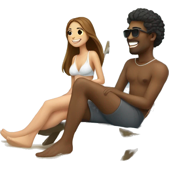 Young Couple Relaxing at he Beach emoji