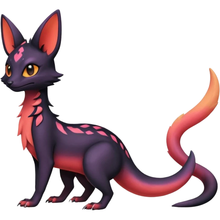Neon-magma-pastel-gradients-colored Salandit-Umbreon-Genet-Noivern-Noibat-Serval-Hybrid (Full body) emoji