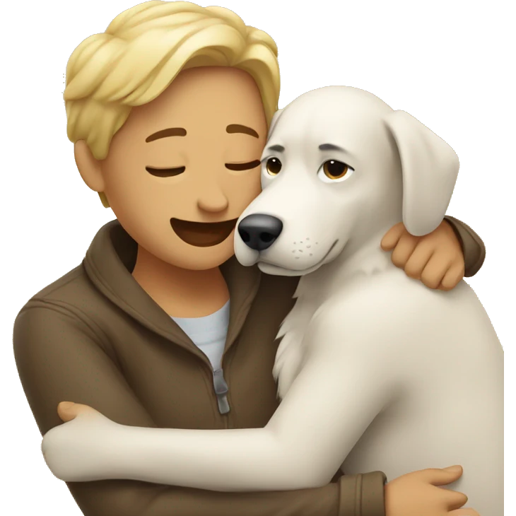 Human hugging a dog emoji