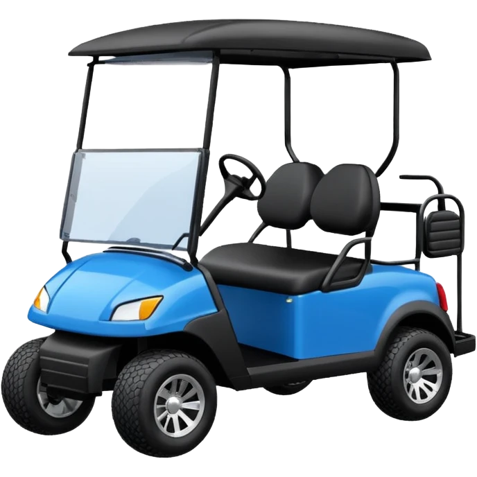 Electric blue golf cart with black seat and top emoji emoji