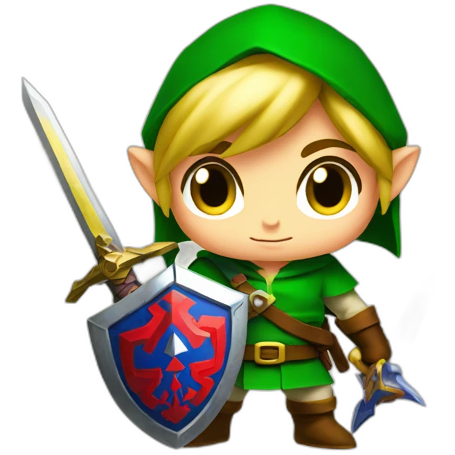 Zelda baby link standing with sword and shield emoji