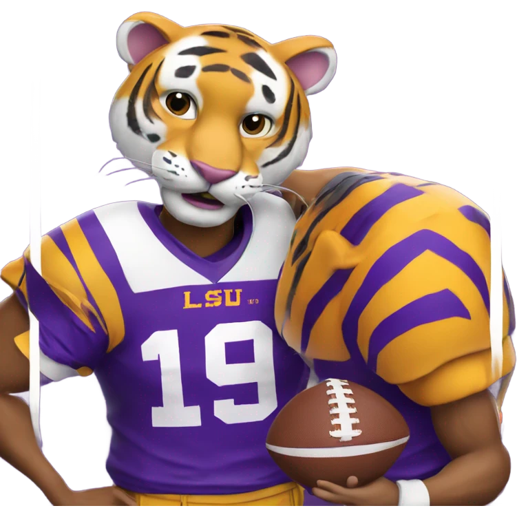 LSU Mike the Tiger in football jersey with margarita  emoji