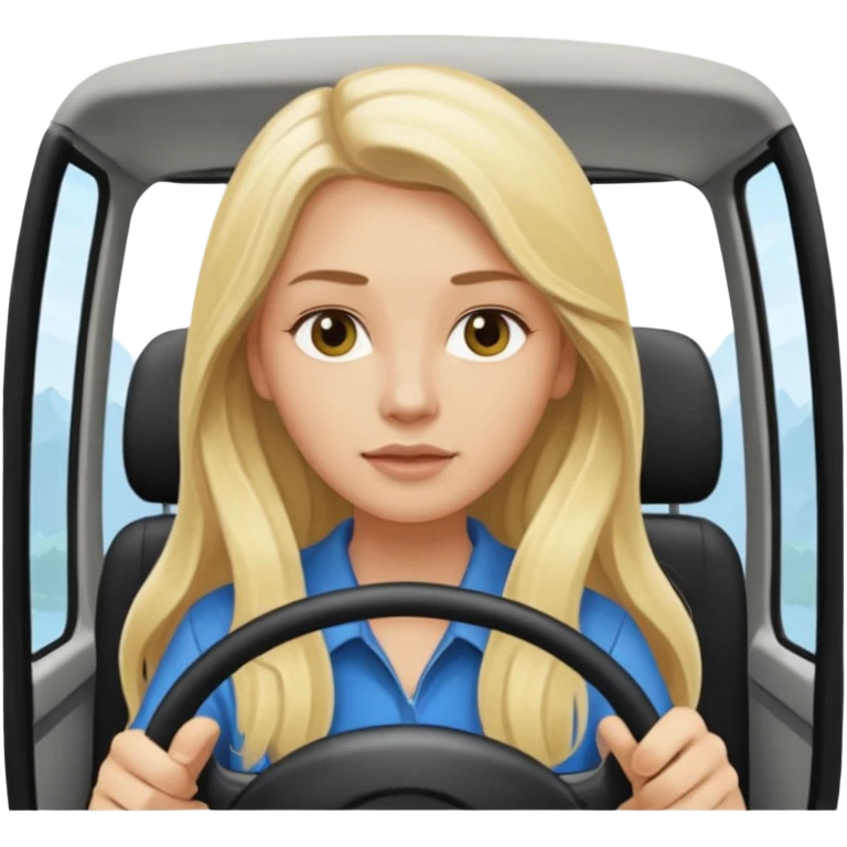blonde long haired woman minibus driver emoji