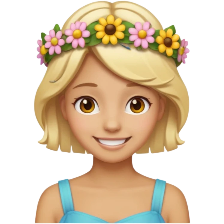 tan girl with light blonde hair smiling emoji style emoji