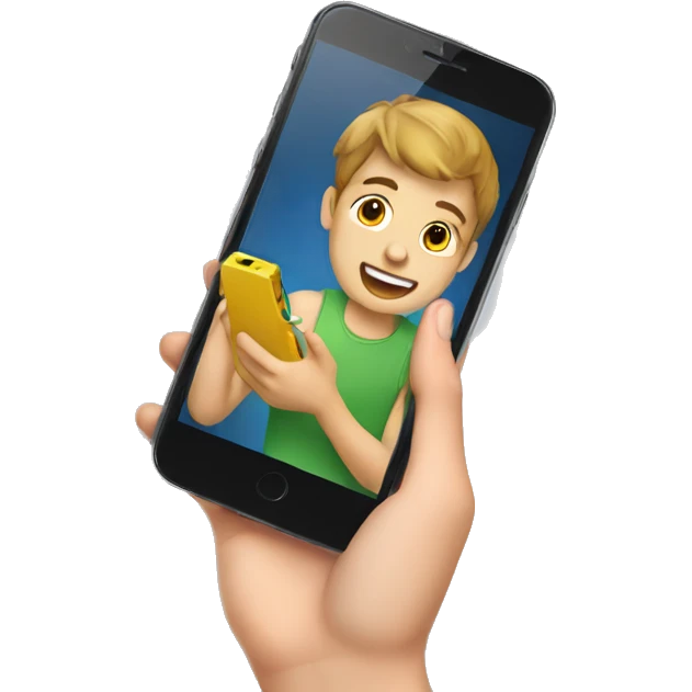 A Boy playing in phone emoji