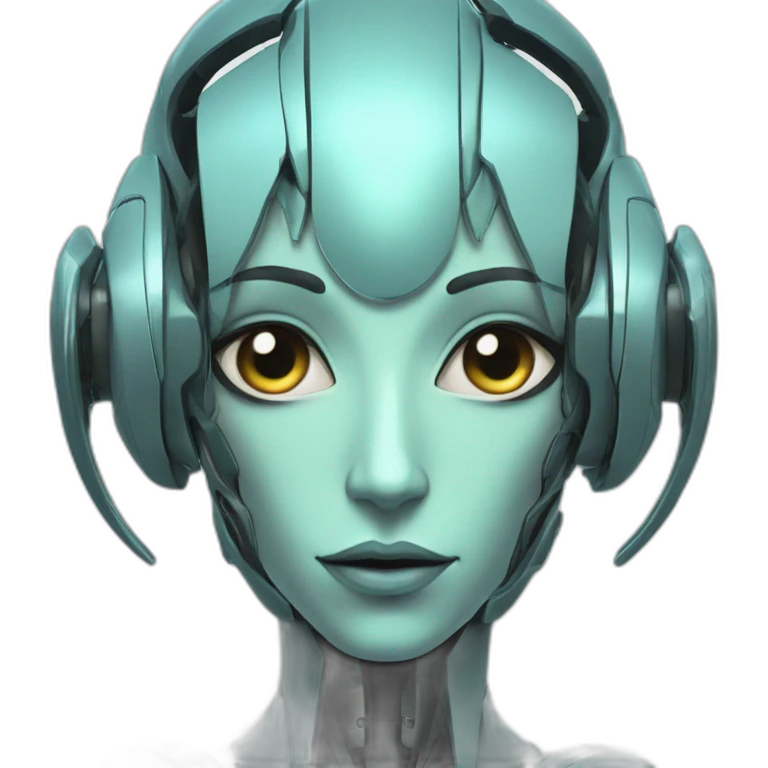 Cyber futuristic elf robot face long ears emoji