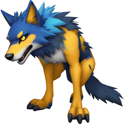  Cool Edgy Colorful Digimon-Fakemon-Wolf with edgy markings full body emoji