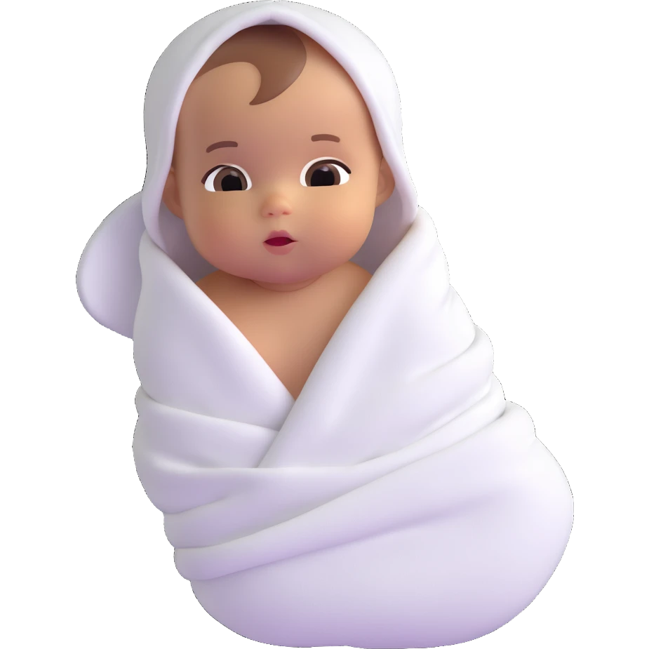 tanned baby swaddled in a white blanket emoji
