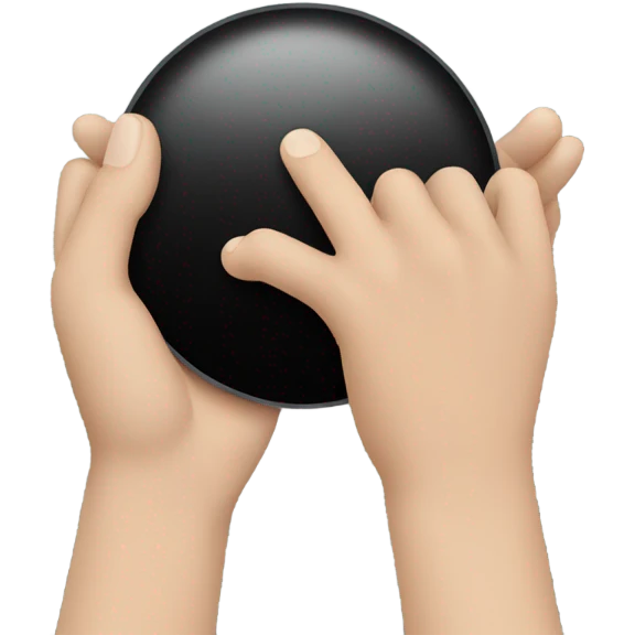 hand holding a round black circle emoji