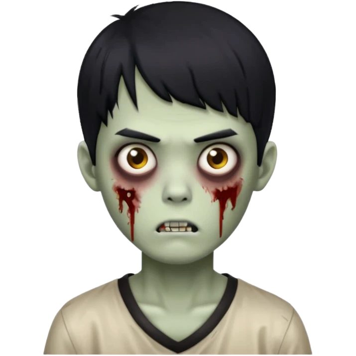 zombie boy com franja coreana e cabelo meio longo atrás  emoji