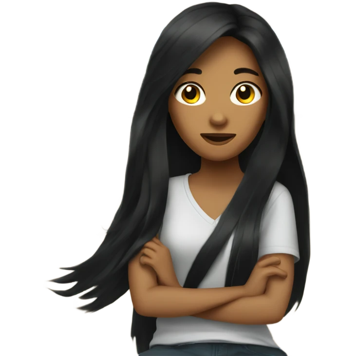 girl with long black hair in car interior emoji