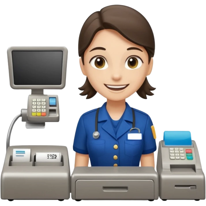 supermarket employee at a cash register, full body emoji