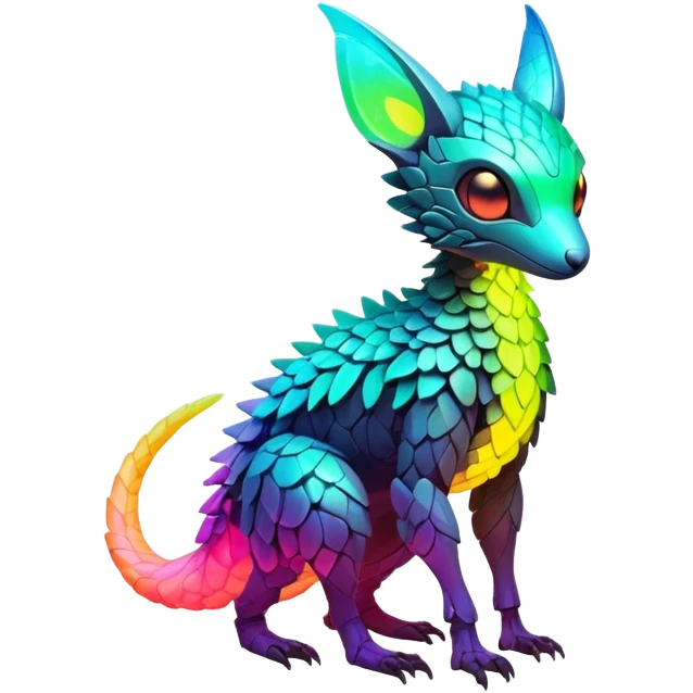 futuristic lush warm-colored neon-colored Fakémon-Trico-creature (full body) emoji