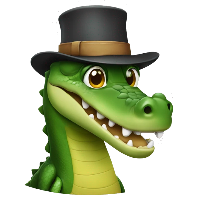 Crocodil wearing a hat emoji