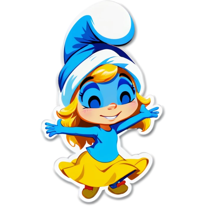 Smurfette doing exercises emoji