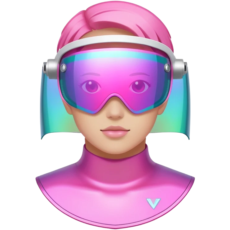 iridescent pink frameless shield visor, Y2K raver style, reflective one-piece lens emoji