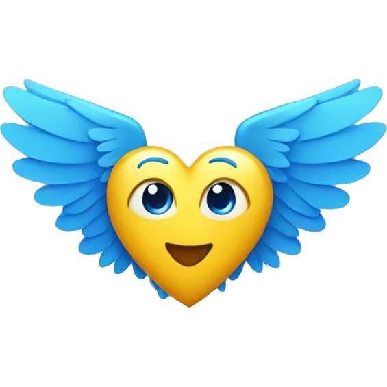 yellow heart with blue wings emoji