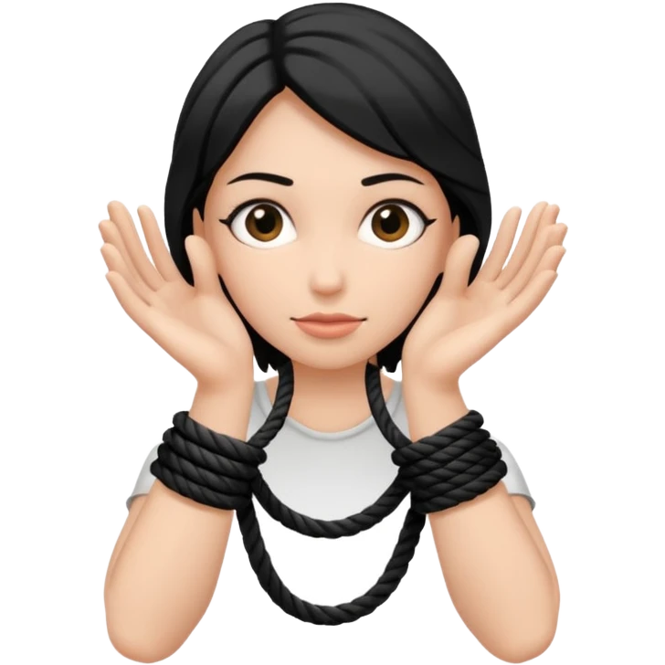 Woman’s hands tied with black rope  emoji