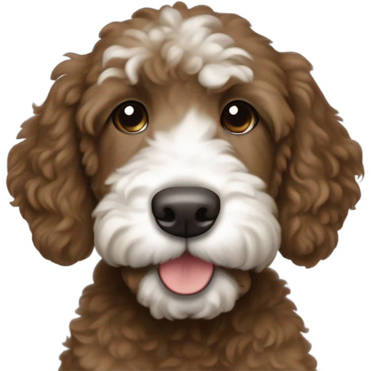 dark brown goldendoodle puppy whit nose and top of head emoji