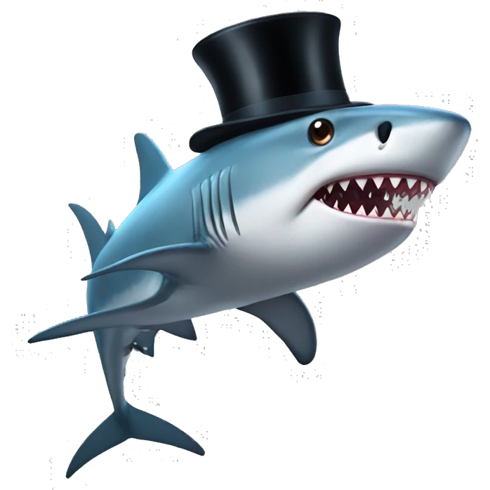 Shark with a top hat emoji