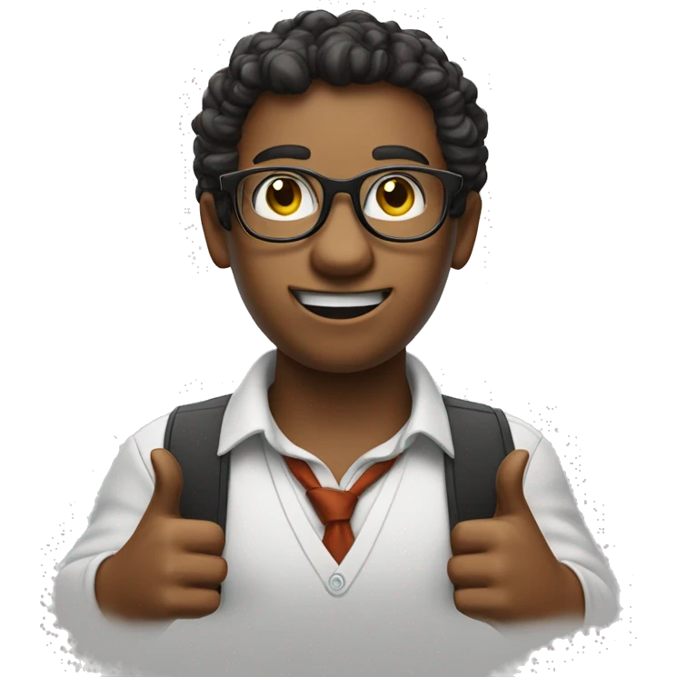 nerd with braces, finger hair and glasses with pointer finger pointing up emoji