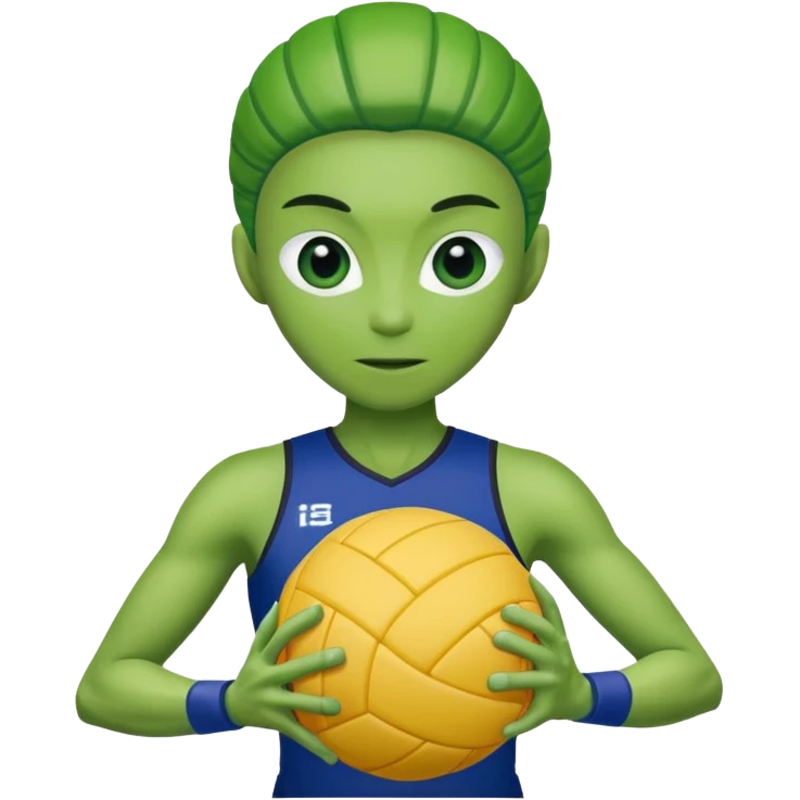volleyball player, alien, with volleyball ball emoji