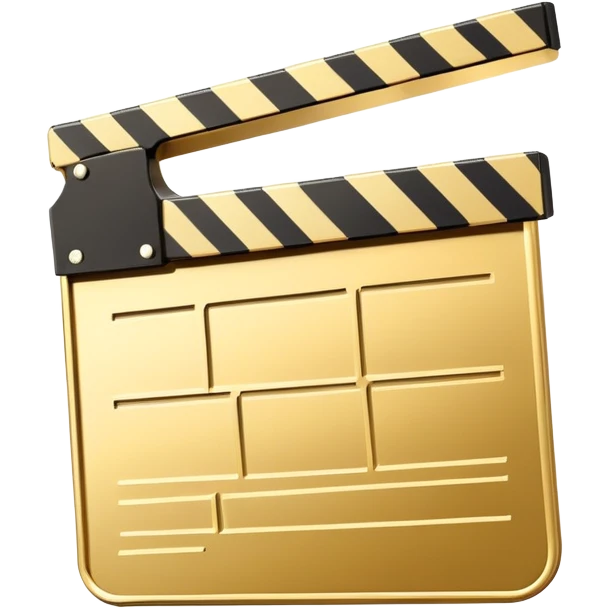 ultra simplified movie clapper with gold and white colors, two simple rectangles with a diagonal line emoji