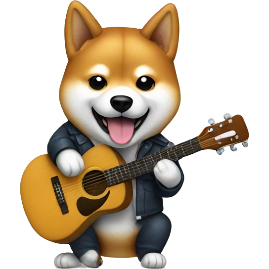 Shiba Inu dog playing guitar emoji