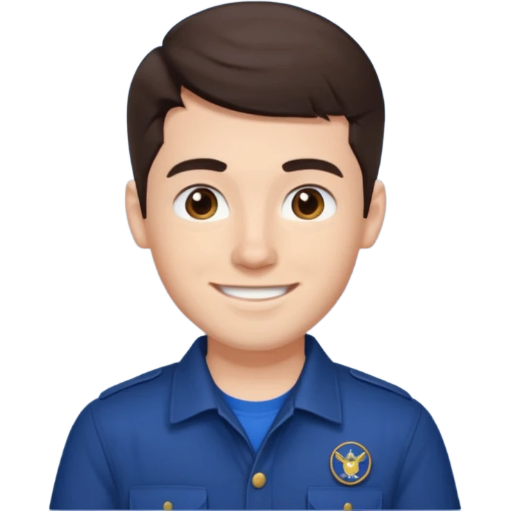 Jay from Kubz Scouts, YouTuber with dark brown hair, navy blue shirt emoji