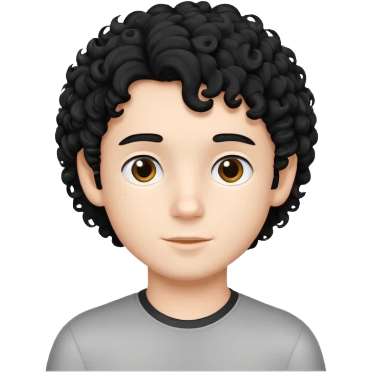 Menino branco de cabelo cacheado preto  emoji