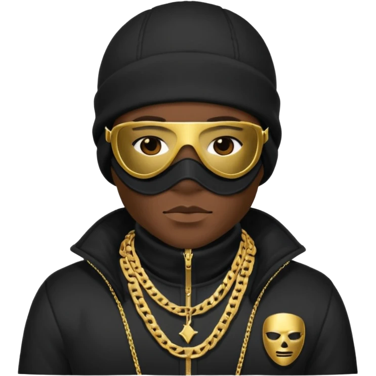 African American gangster mafia with a ski mask emoji