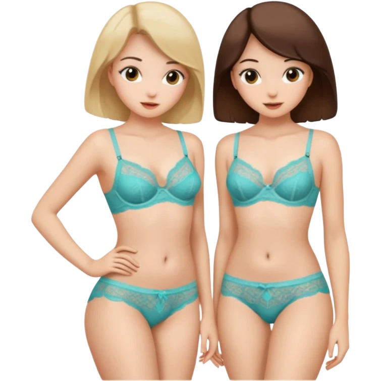two girls panties lingeries intimate emoji