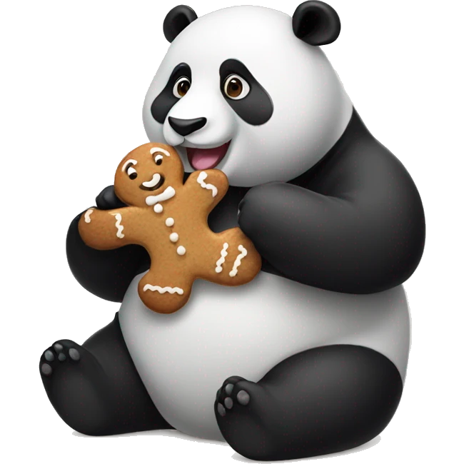 Panda eating a gingerbread cookie emoji