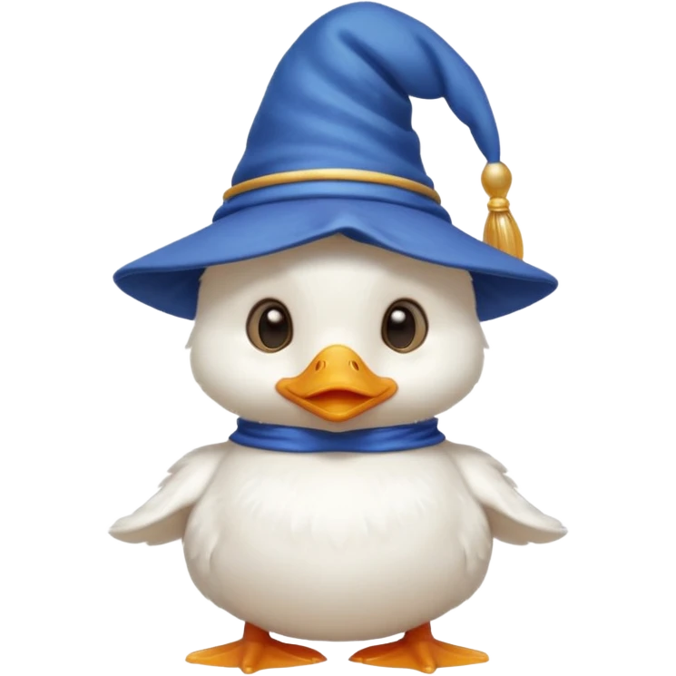 white baby duck with wizard hat
 emoji