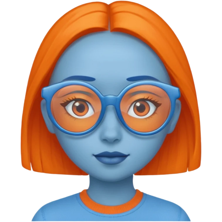 girl blue skinned orange glassed emoji