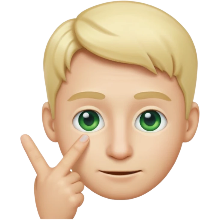 a emoji with two fingers in his nose, make him have a natural white skincolour and blonde hair, blue/green eyes emoji