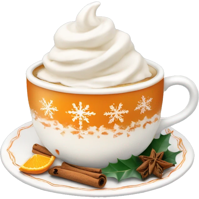 christmas tea with orange, cinnamon and whipped cream emoji