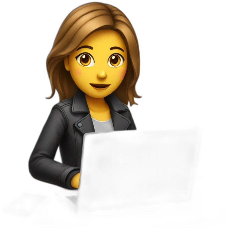 girl programmer with laptop on the table emoji