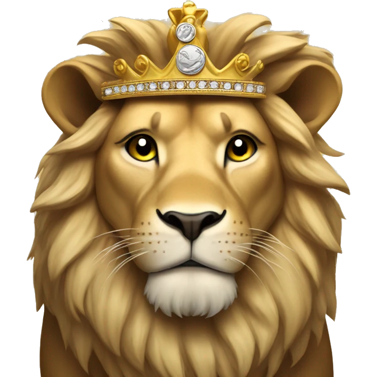 Lion with money crown and diamonds emoji