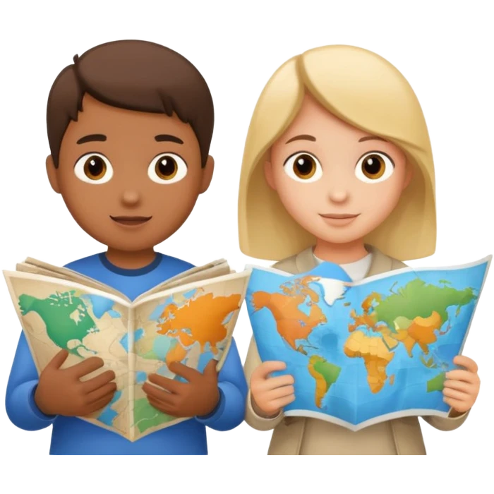 Kids Holding Maps emoji
