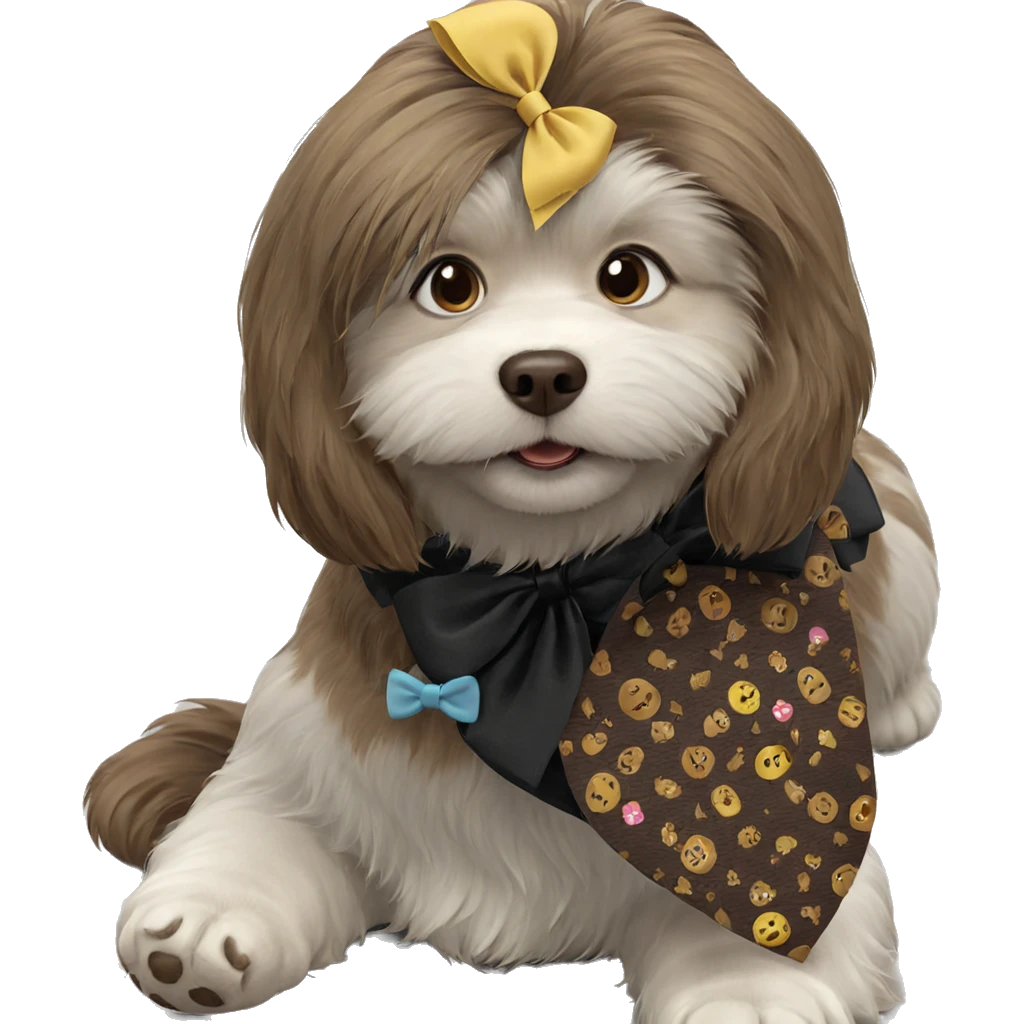 dog with brown hair bow emoji