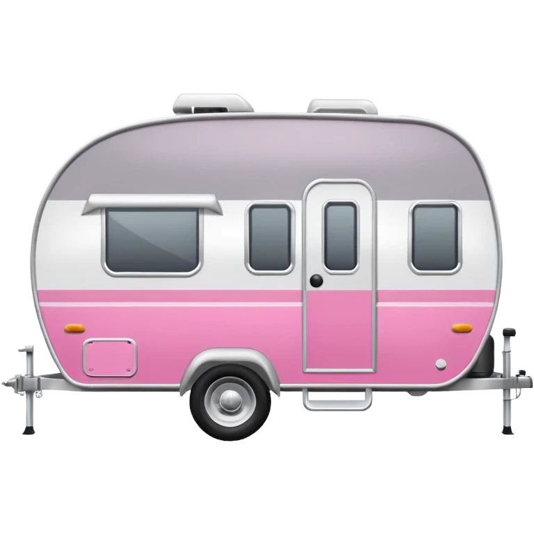 Realistic portable pink and gray camping trailer isolated.    emoji
