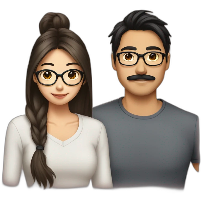 asian-moustache-glasses-ponytail-boyfriend-and-brune-girlfriend emoji