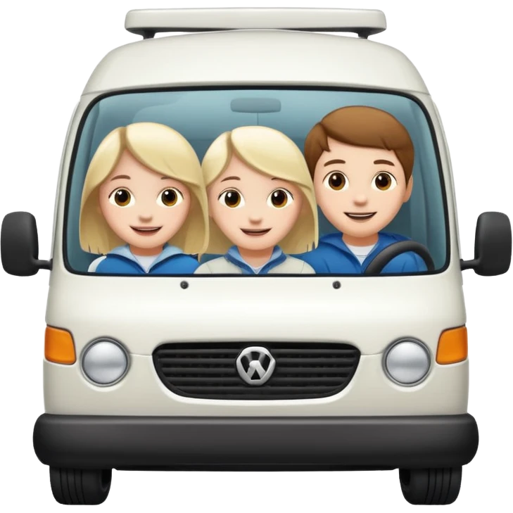 Camionnette blanche avec des enfants dedans emoji