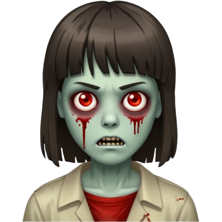 Quero que faça uma zombie com franja e cabelo médio  emoji
