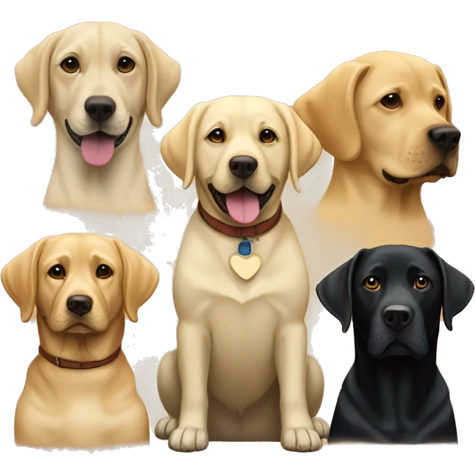 Yellow lab and brown lab and black lab emoji
