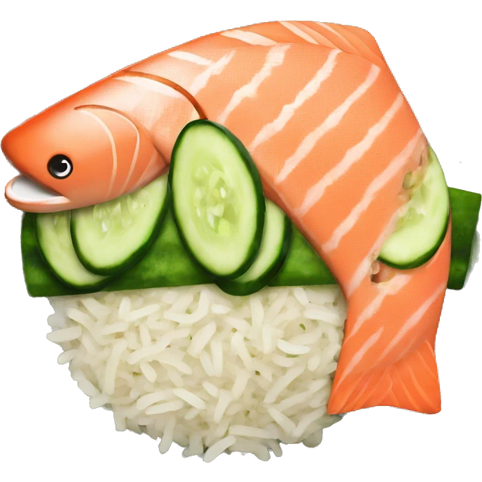 Salmon rice cucumber bowling  emoji