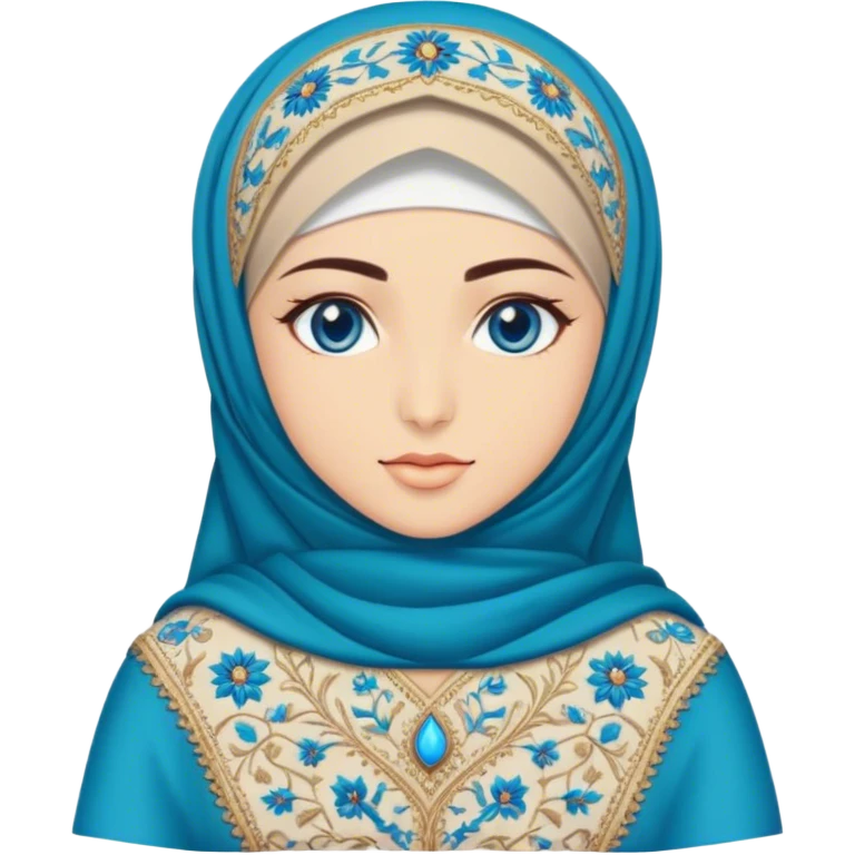 Turkish beautiful finish Konya girl blue eyes with hijab and ottoman dress emoji